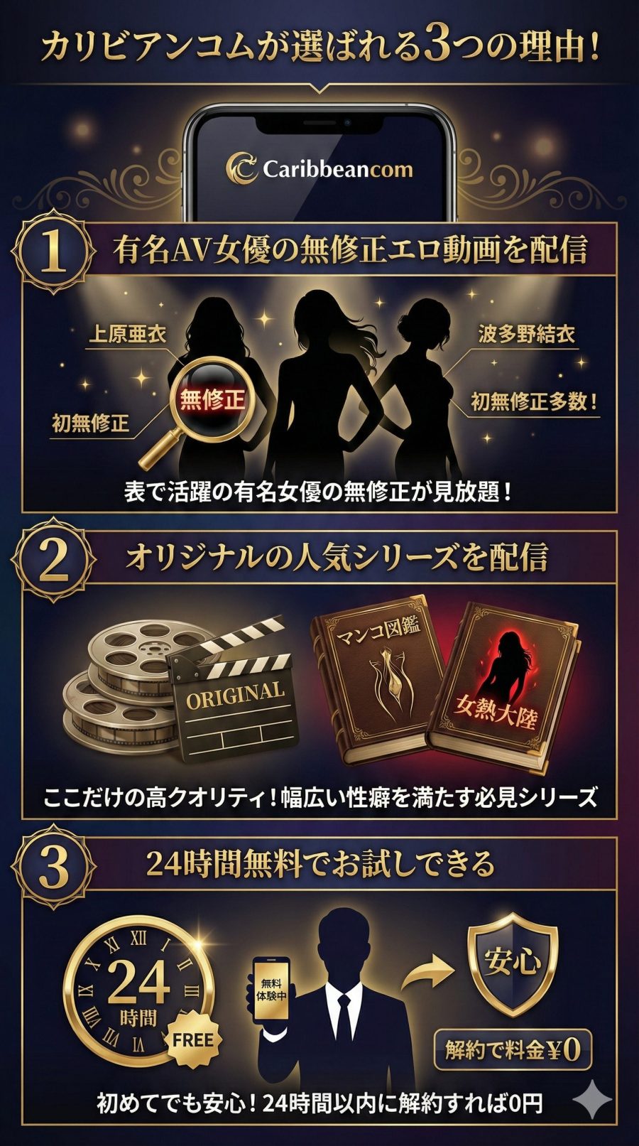 カリビアンコムが選ばれる3つの理由とは？