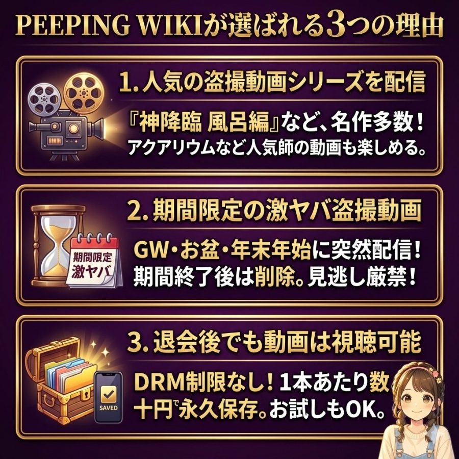 PEEPING WIKIが選ばれる3つの理由