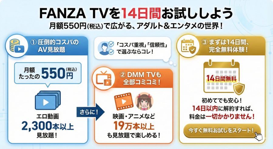 FANZA TVを14日間お試ししよう