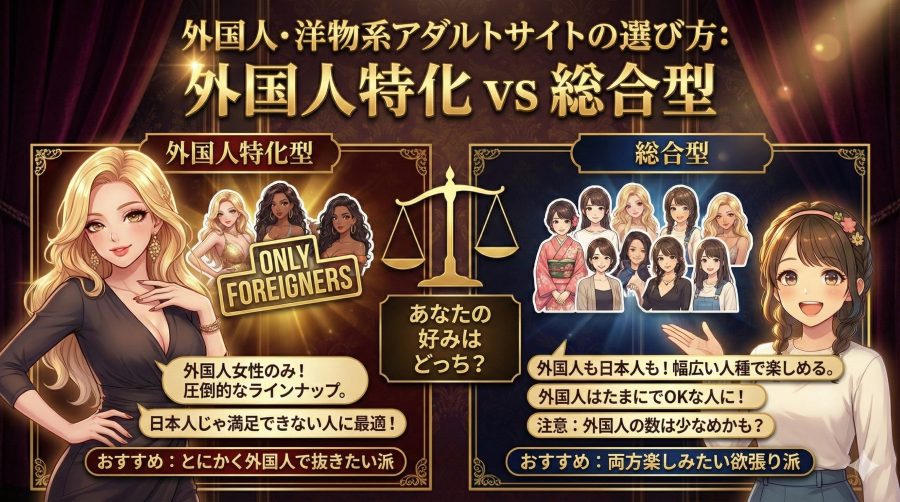 外国人・洋物系エロ動画サイトの選び方：外国人特化or総合型
