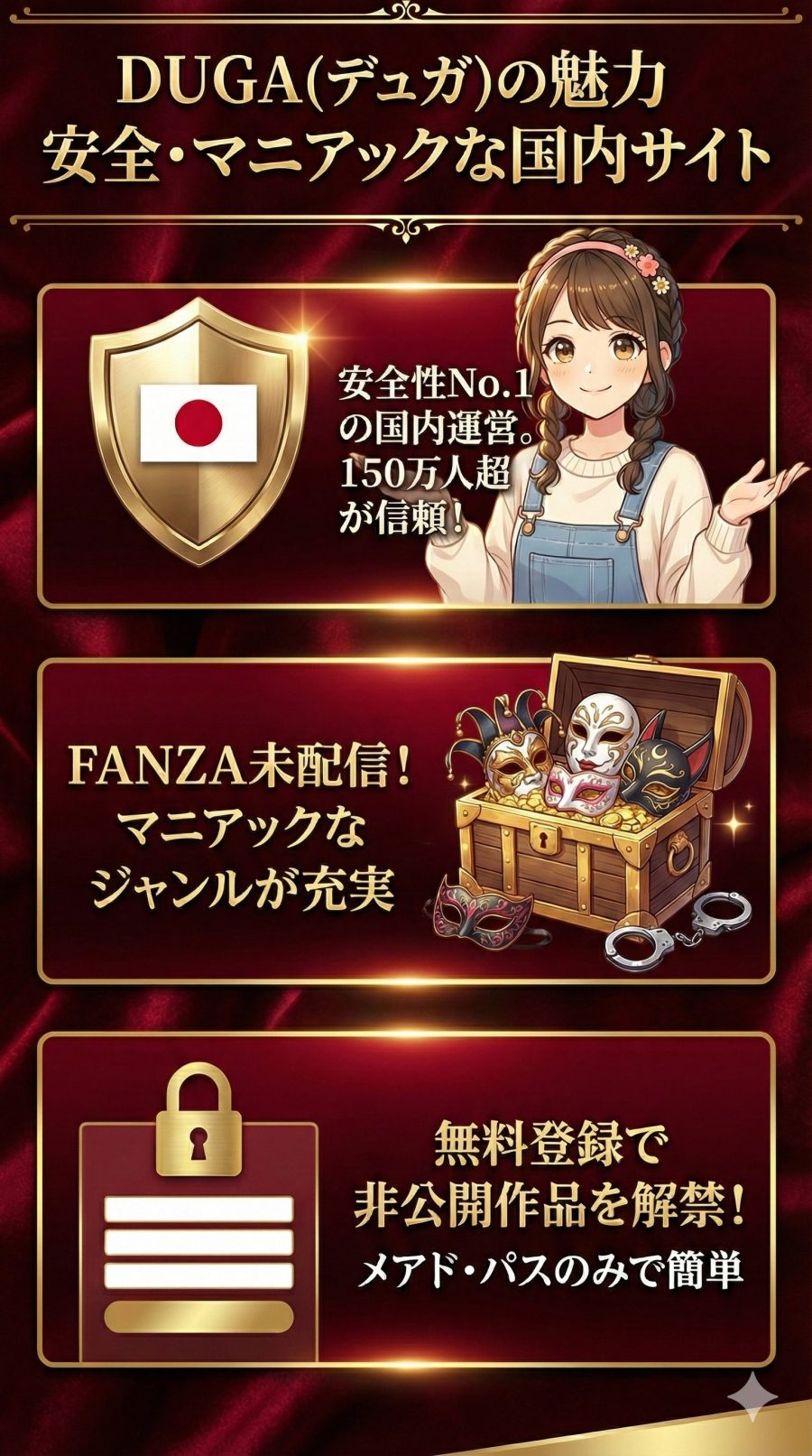 DUGA(デュガ)は安全性の高い国内のアダルトサイト