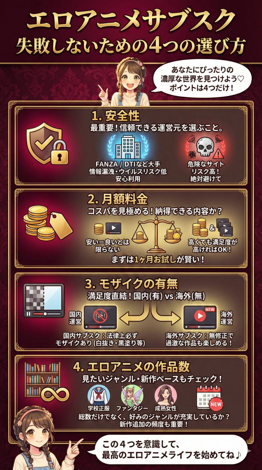 エロアニメのサブスクを選ぶポイント4選