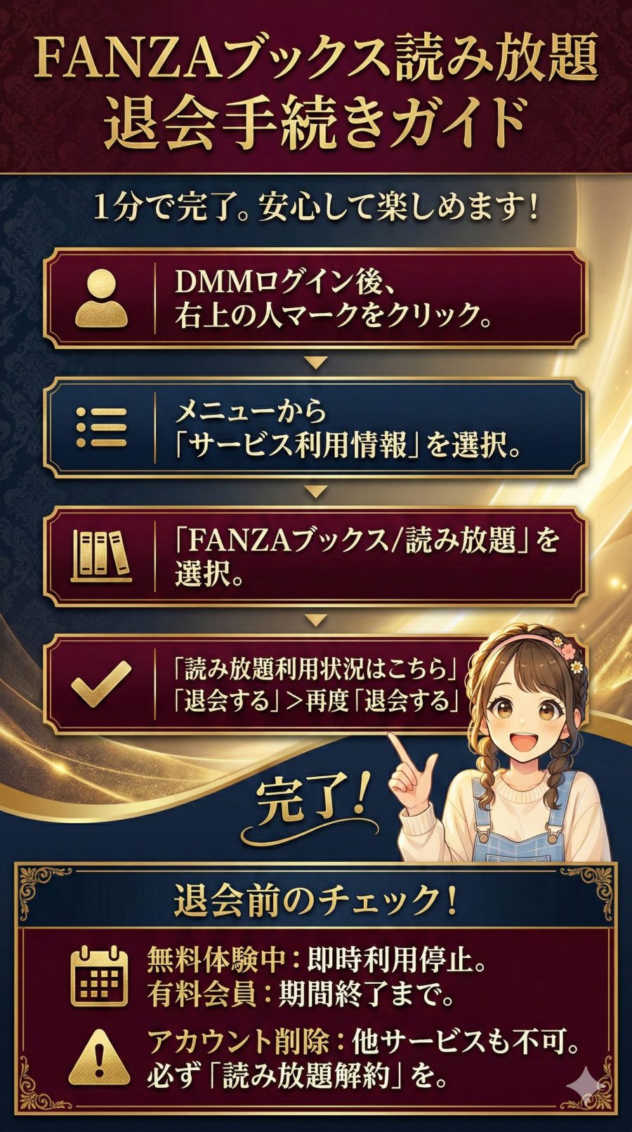 FANZAブックス読み放題の退会方法