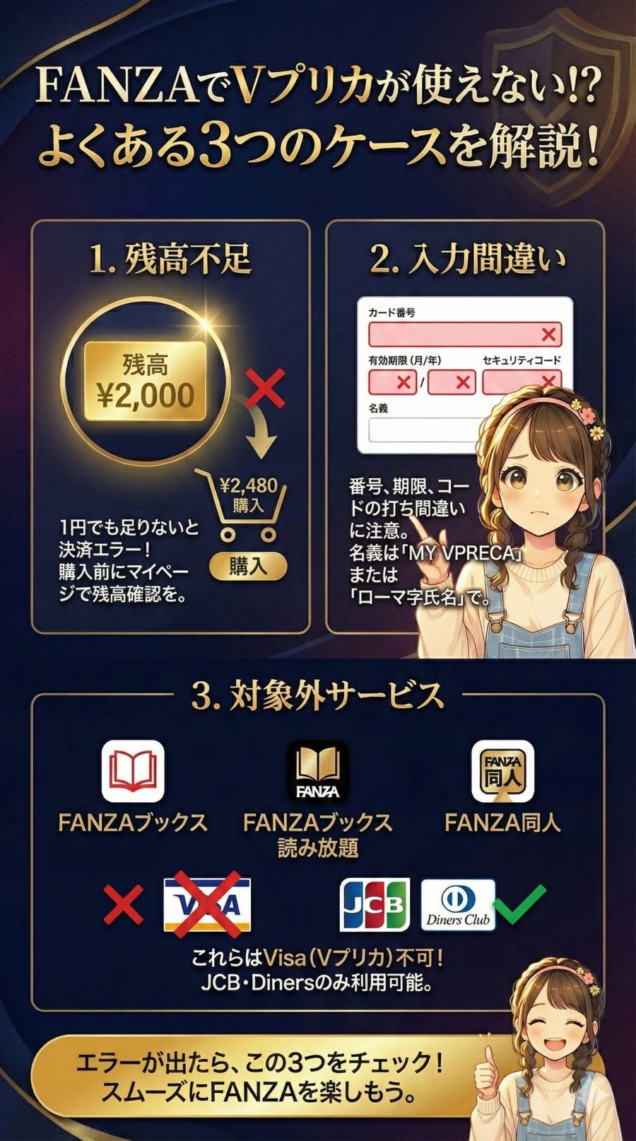 FANZAの支払いにVプリカが使えないケース