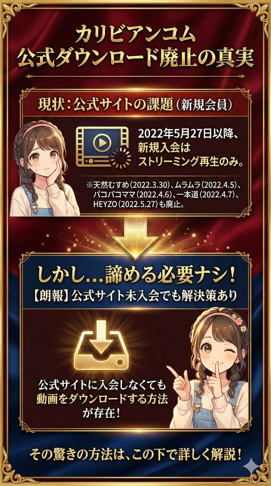 カリビアンコムの公式サイトでは動画のダウンロードが廃止