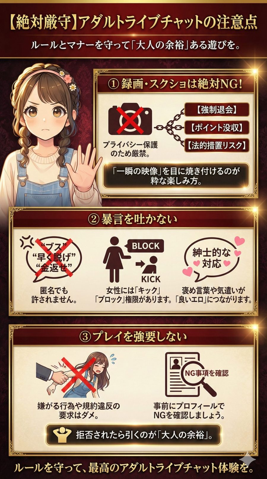 アダルトライブチャットの注意点