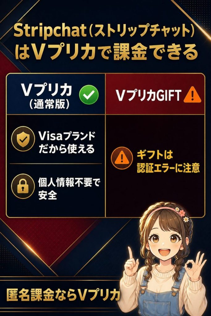 Stripchat(ストリップチャット)はVプリカで課金できる
