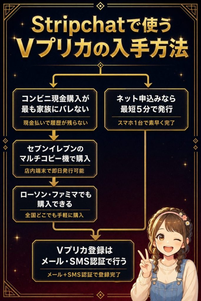 Stripchatで使うVプリカの入手方法