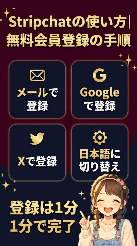 Stripchatの使い方｜無料会員登録の手順