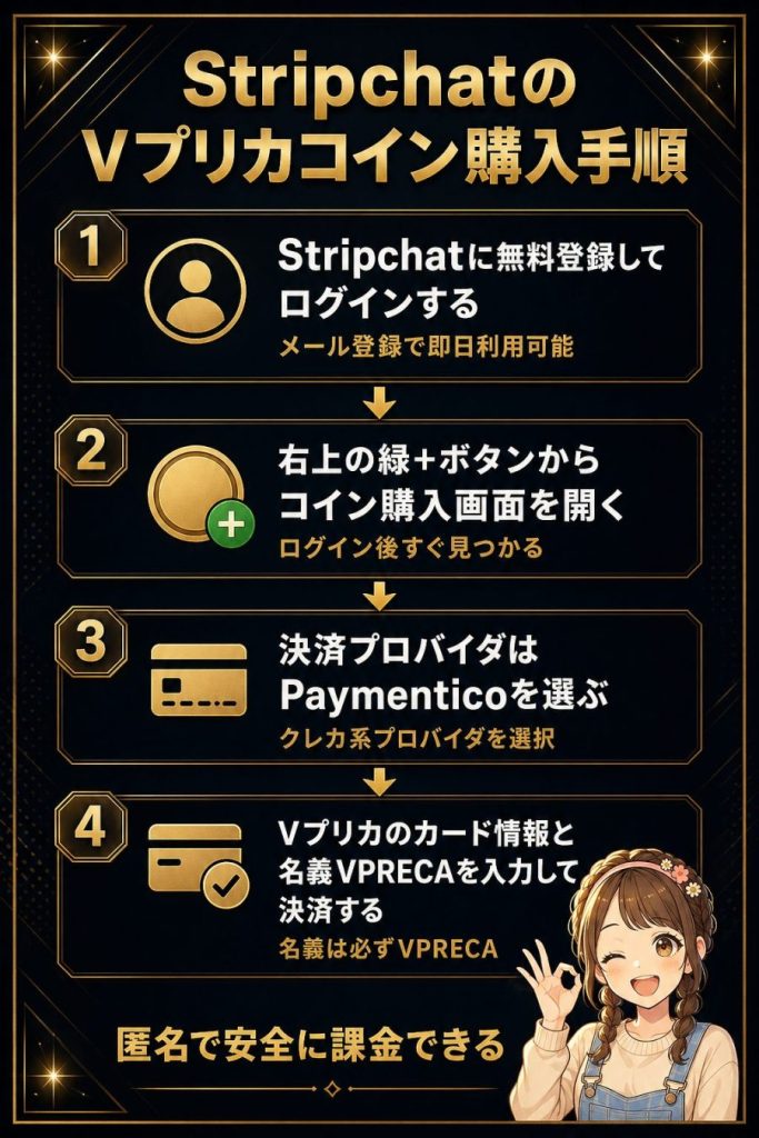 StripchatのVプリカコイン購入手順