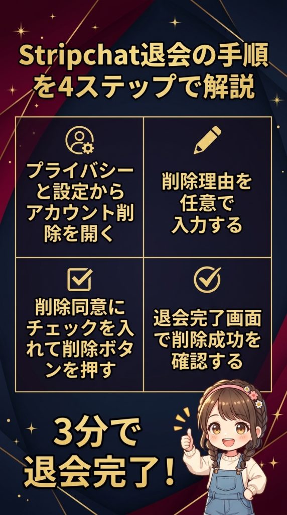 Stripchat退会の手順を4ステップで解説