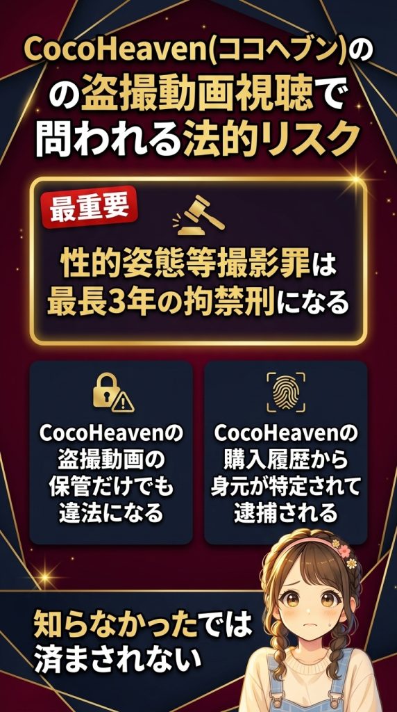 CocoHeaven(ココヘブン)の盗撮動画視聴で問われる法的リスク