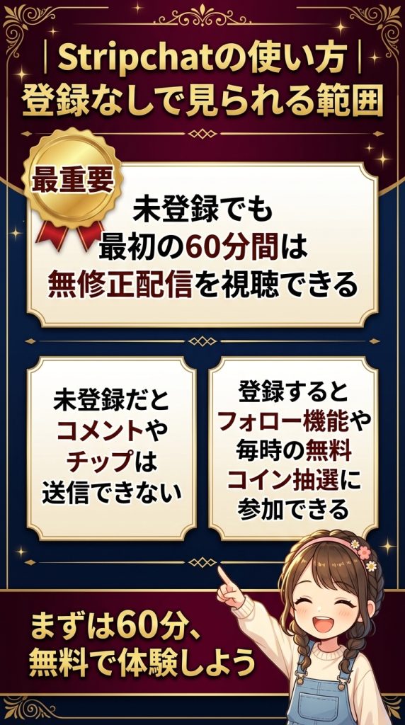 Stripchatの使い方｜登録なしで見られる範囲