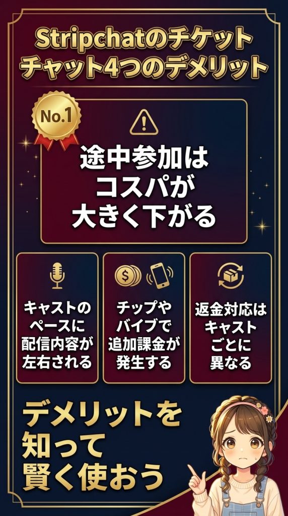 Stripchatのチケットチャット4つのデメリット