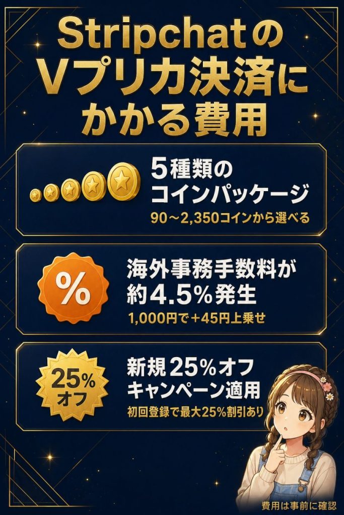 StripchatのVプリカ決済にかかる費用
