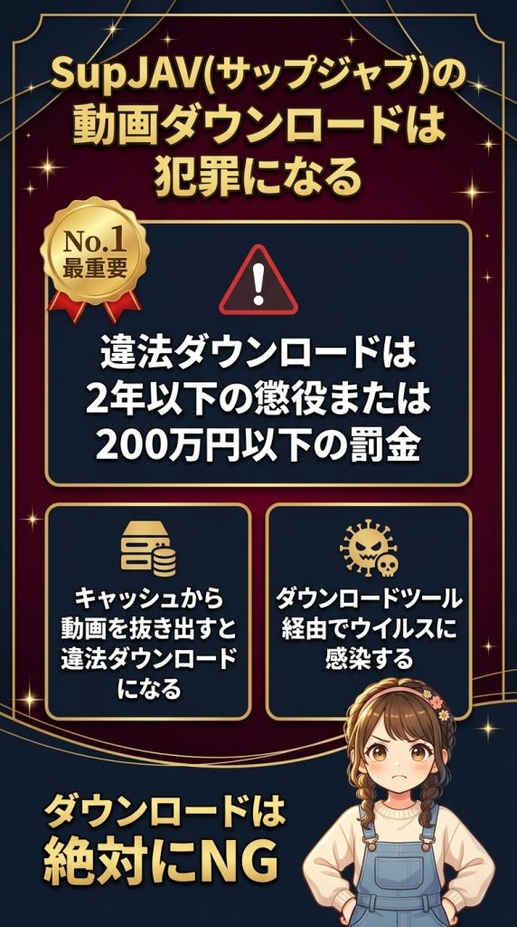 SupJAV(サップジャブ)の動画ダウンロードは犯罪になる