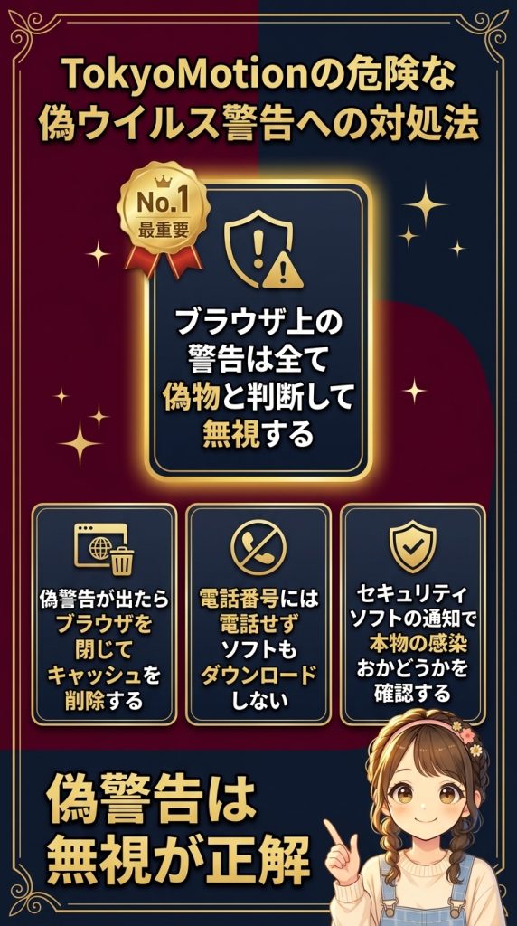 TokyoMotionの危険な偽ウイルス警告への対処法