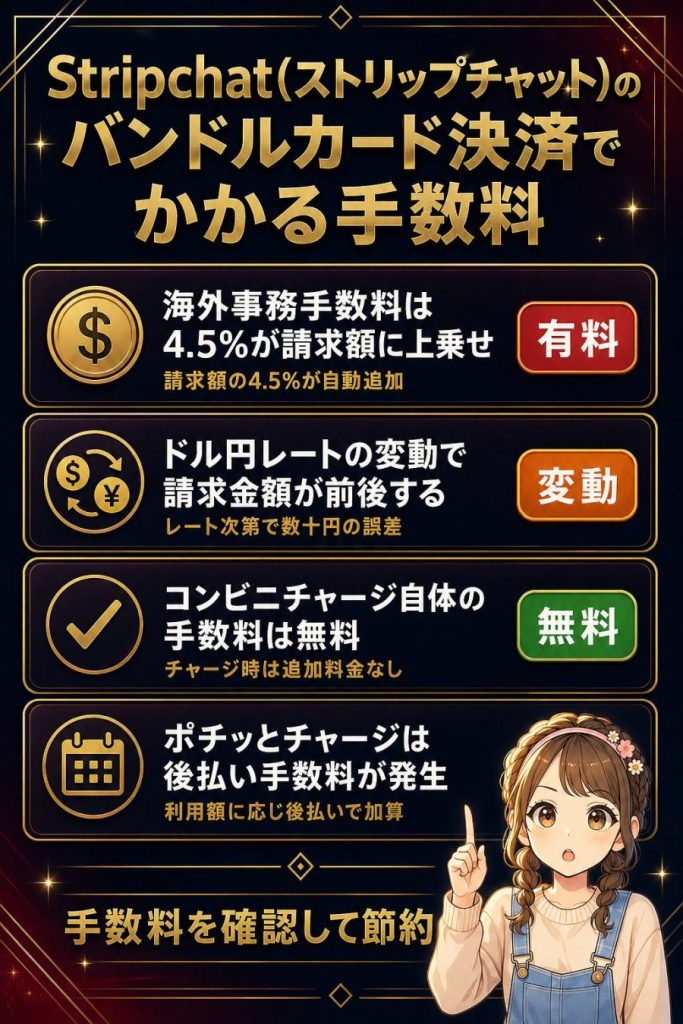 Stripchat(ストリップチャット)のバンドルカード決済でかかる手数料