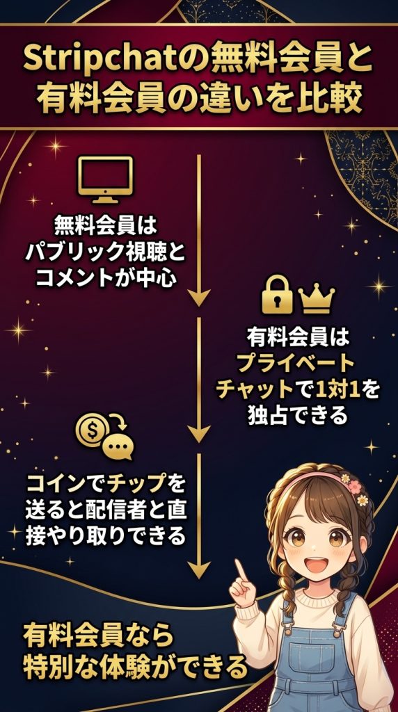Stripchatの無料会員と有料会員の違いを比較