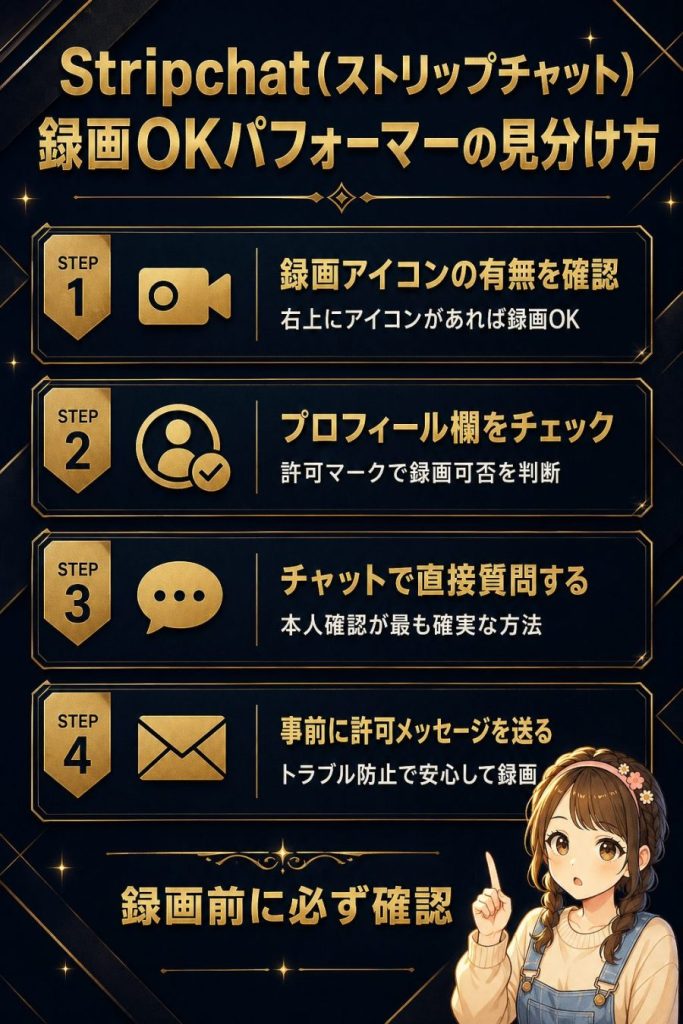 Stripchat(ストリップチャット)録画OKパフォーマーの見分け方