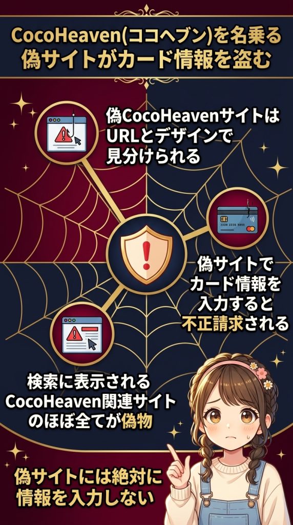 CocoHeaven(ココヘブン)を名乗る偽サイトがカード情報を盗む