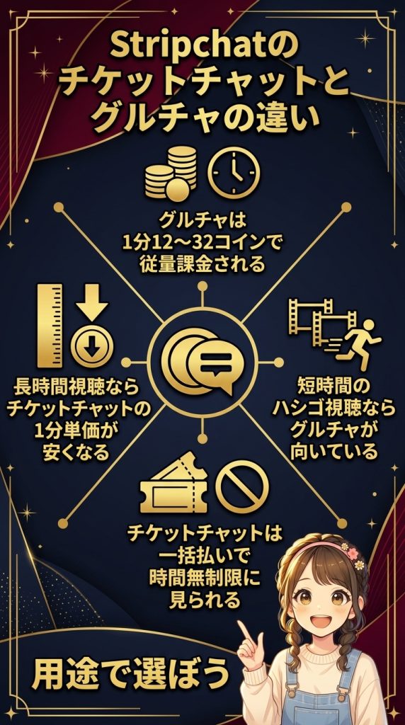 Stripchatのチケットチャットとグルチャの違い