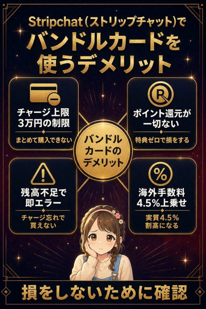 Stripchat(ストリップチャット)でバンドルカードを使うデメリット