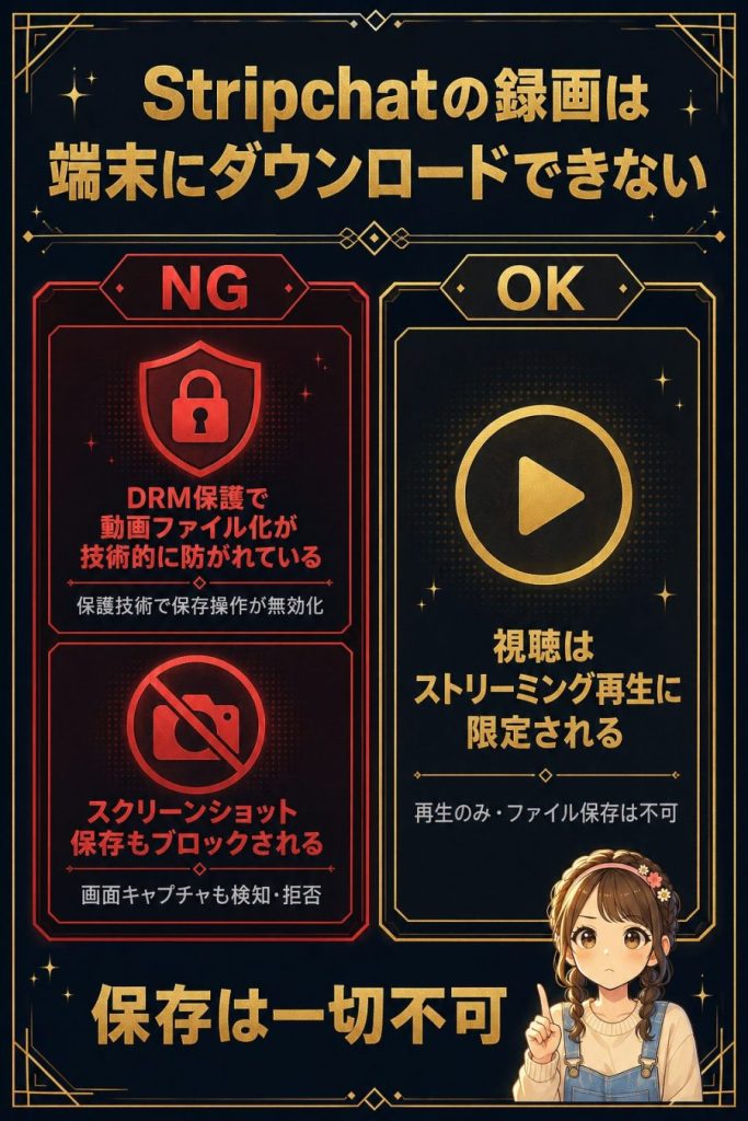 Stripchat(ストリップチャット)の録画は端末にダウンロードできない
