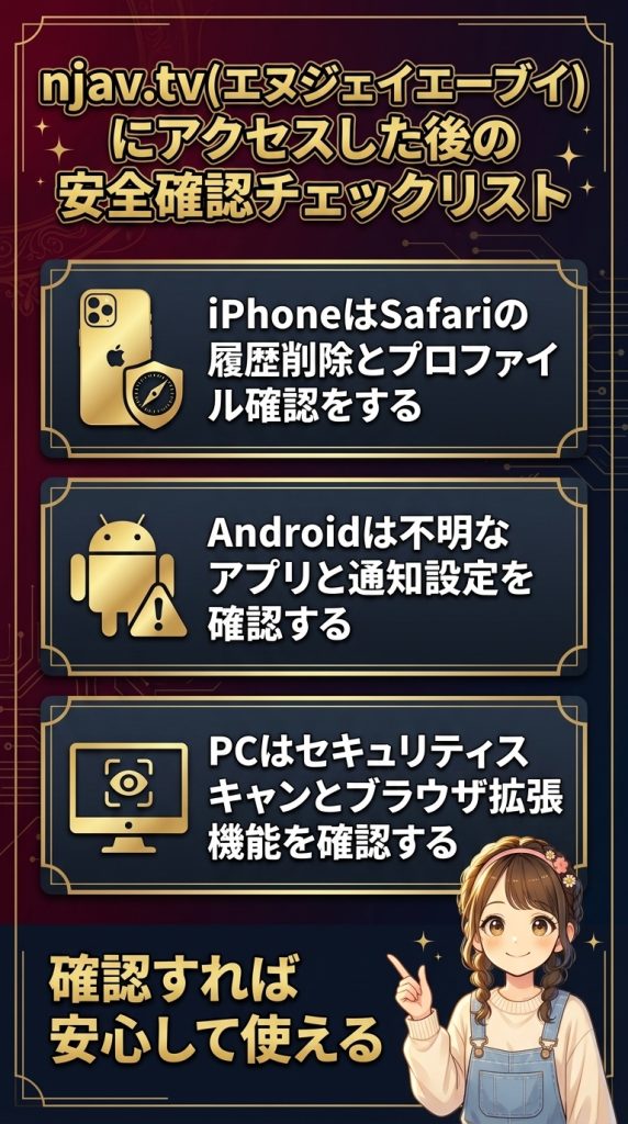 njav.tv(エヌジェイエーブイ)にアクセスした後の安全確認チェックリスト