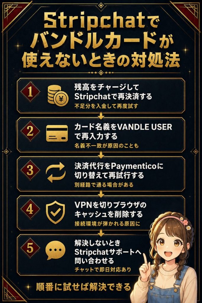 Stripchatでバンドルカードが使えないときの対処法