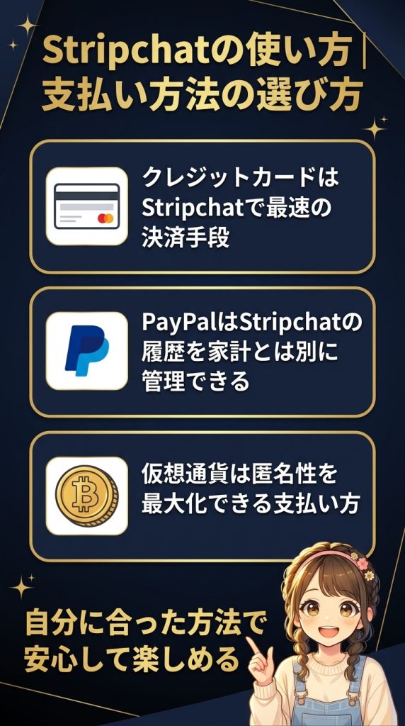 Stripchatの使い方｜支払い方法の選び方
