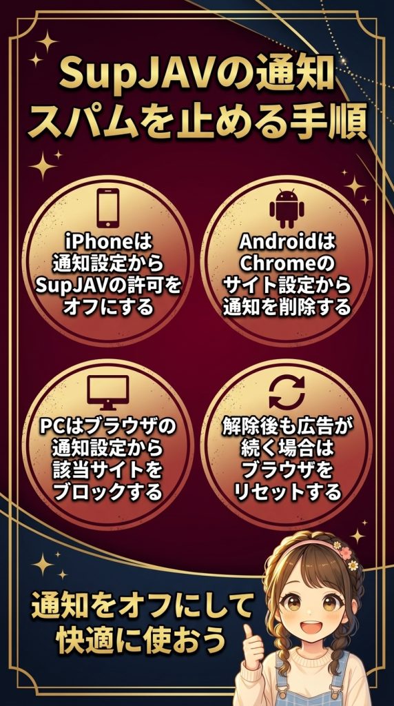 SupJAVの通知スパムを止める手順