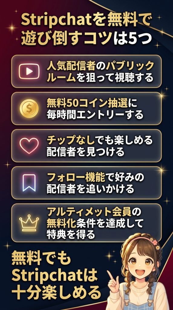 Stripchatを無料で遊び倒すコツは5つ