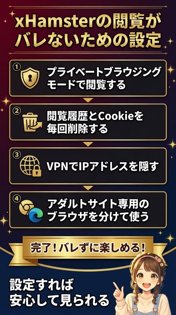 xHamster(エックスハムスター)の閲覧がバレないための設定