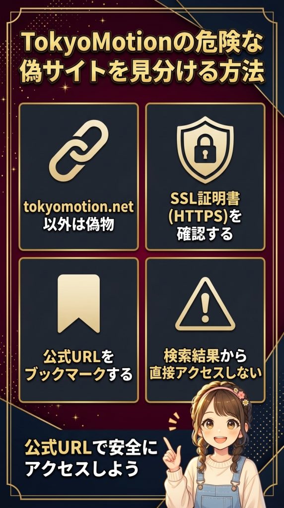 TokyoMotionの危険な偽サイトを見分ける方法