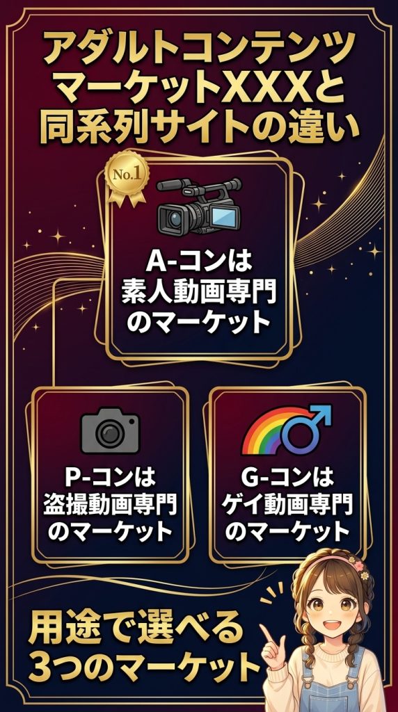 アダルトコンテンツマーケットXXXと同系列サイトの違い
