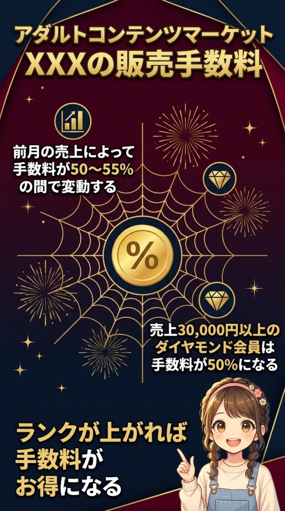 アダルトコンテンツマーケットXXXの販売手数料
