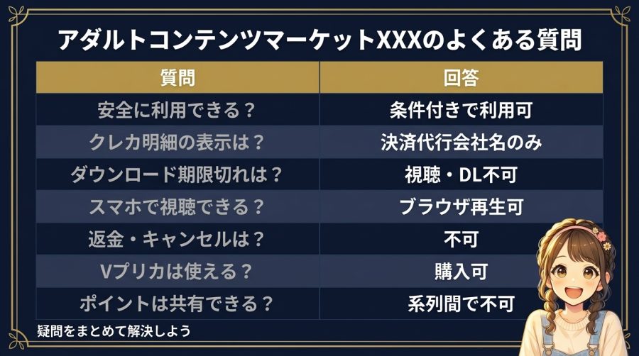 アダルトコンテンツマーケットXXXのよくある質問