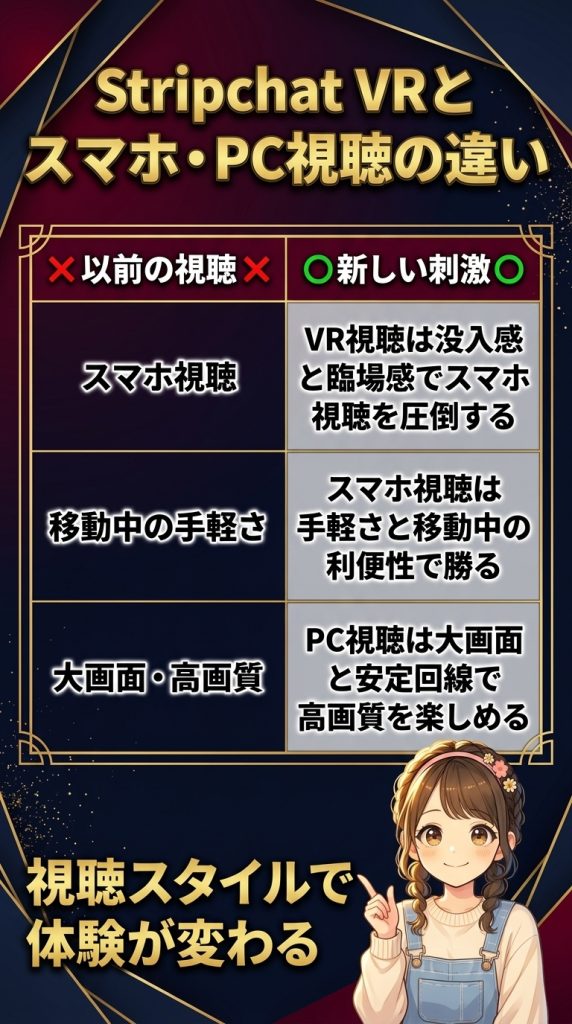 Stripchat VRとスマホ・PC視聴の違い