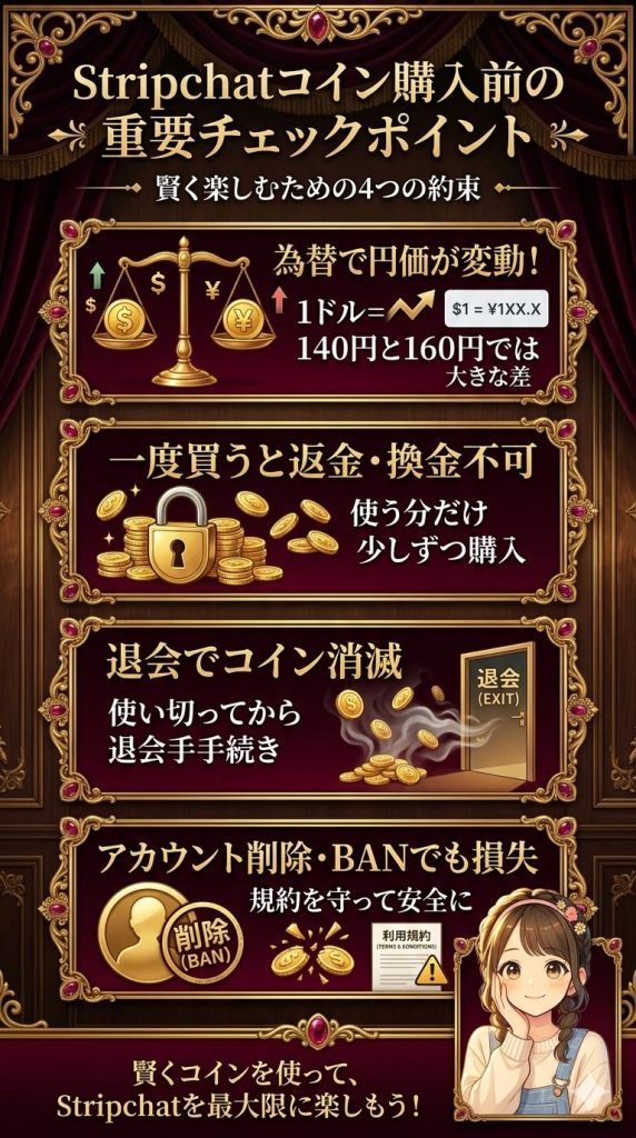 Stripchatのコインを購入する前の注意点